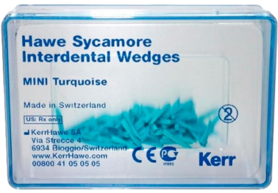Sykamore Interdental Wedges клинья сикаморовые бирюзовые MINI 100штKerr