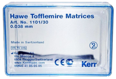 Матрицы 1101/30 Hawe Tofflemire Matrices стальная тол.0,038мм 1101 30шт Kerr