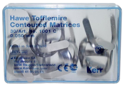 Матрицы 1001 C Hawe Tofflemire Contoured Matrices стальная тол.0,05мм 30шт Kerr