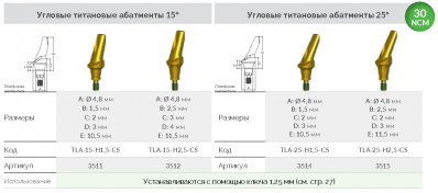 Абатмент угловой титановый 3511 TLA-15-H1,5-CS AlphaBio - вид 1 миниатюра