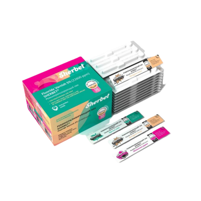 Реминерализующий лак Sherbet Fluoride Varnish 5% Французская ваниль 50унидоз*0,40мл Sherbet - вид 1 миниатюра