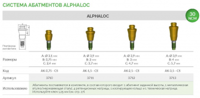 Прямой абатмент ALPHALOC 3713 AK-3.5 -CS AlphaBio - вид 1 миниатюра