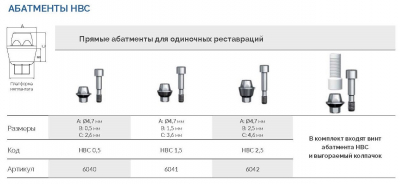 Прямой абатмент для одиночных фиксаций 6040 HBC 0,5 AlphaBio - вид 1 миниатюра