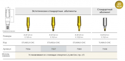 Прямой абатмент эстетич.титан 7356 ETLAS3,2-CHC AlphaBio - вид 1 миниатюра