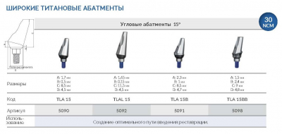 Абатмент широкий титановый угловой 5092 TLAL 15 AlphaBio