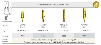 Абатмент прямой эстетич. титановый 7350 ETLASP1-CHC AlphaBio