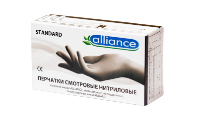 Перчатки нитриловые XL черные 100шт Alliance