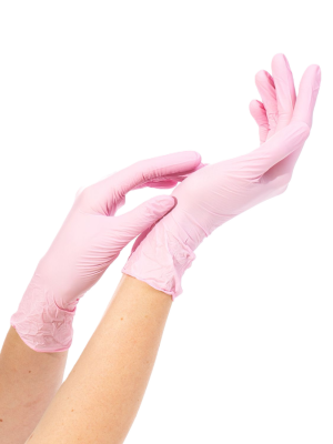 Перчатки МАРКИРОВАННЫЕ нитриловые XS розовые 100шт NitriMax