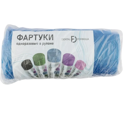 Фартуки нагрудные пластиковые в рулоне 60*101 синие 200шт Dental Formula